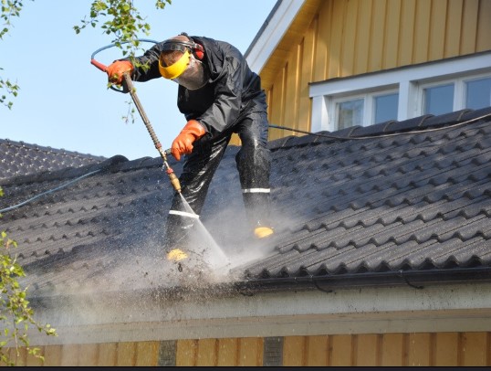Professional gutter cleaning team